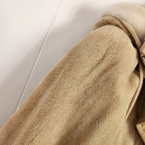 Vintage 90s Suede Fur Brown Beige Coat Jacket 1990 Bohemian Western Boho winter - Picture 9 of 16